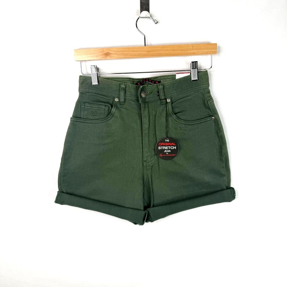 NWT Vintage Gloria Vanderbilt Amanda Stretch Jean Shorts Green 27"
